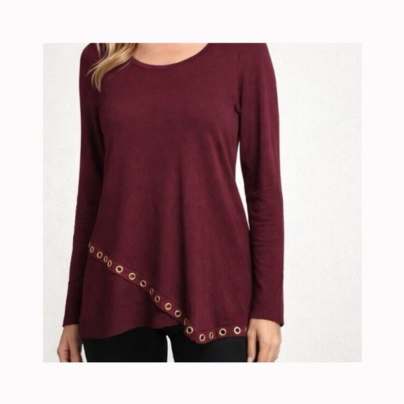 INC International Concepts Tops - INC International Concepts Burgundy Top with Gold Accents